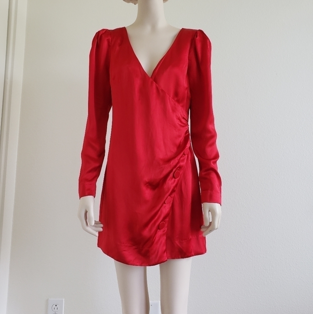 NWT GRLFRND Nik Shirt Mini Dress in Red size Small